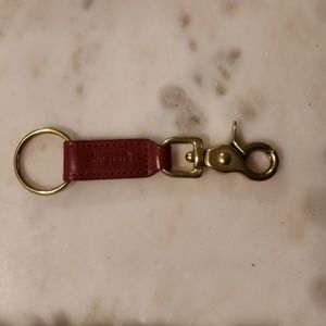 Coach red leather & brass key fob with latch